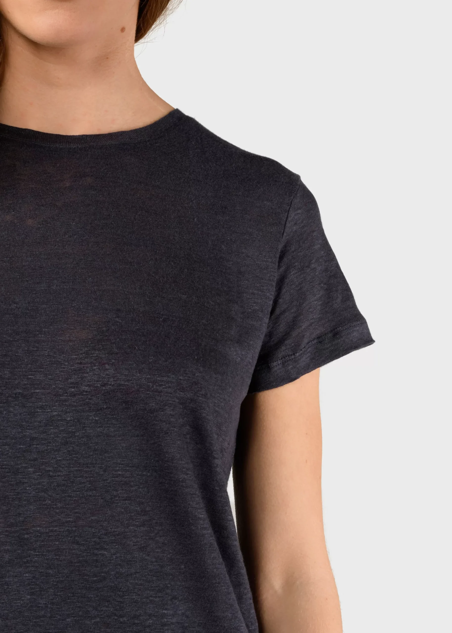 Klitmoller Collective T-shirts-Rikke linen tee - Navy Ocean