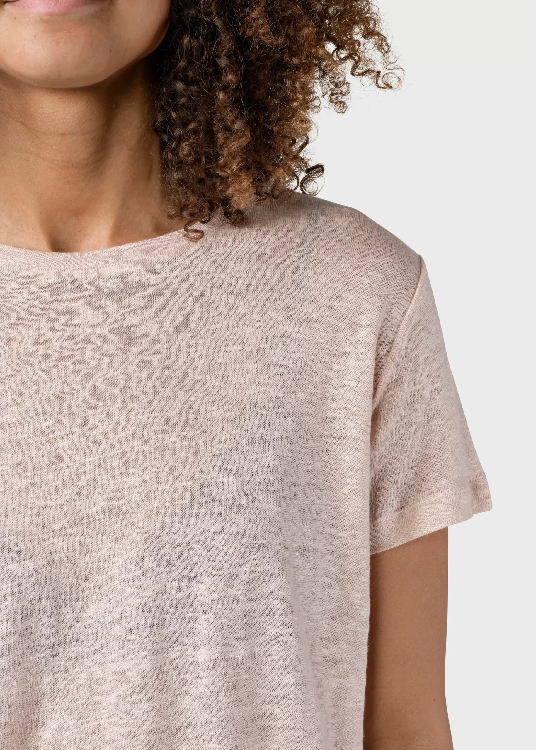 Klitmoller Collective T-shirts-Rikke linen tee - Rose Ocean