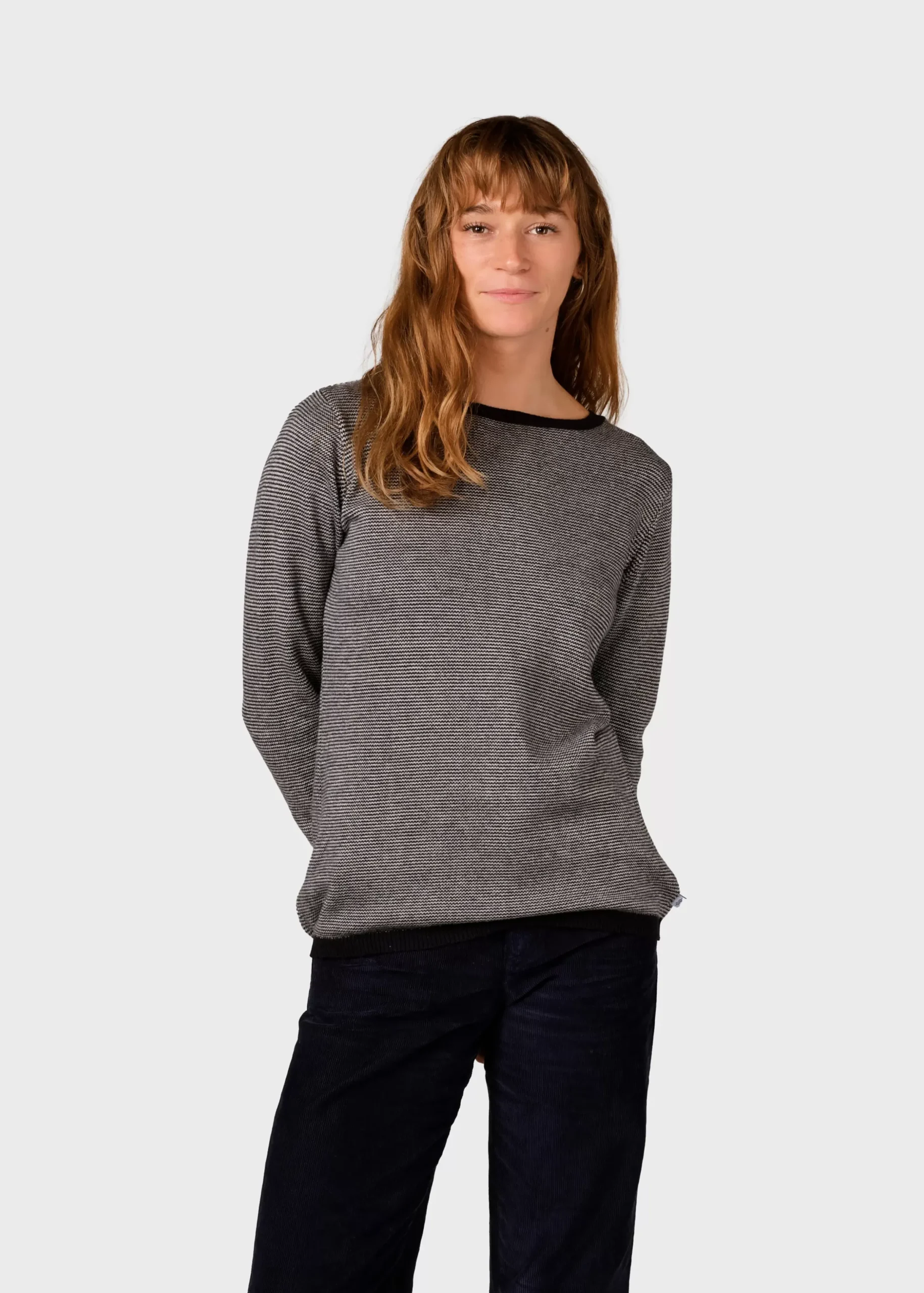 Klitmoller Collective Strick-Rosa knit - Black/pastel grey Pastelgrey/cream