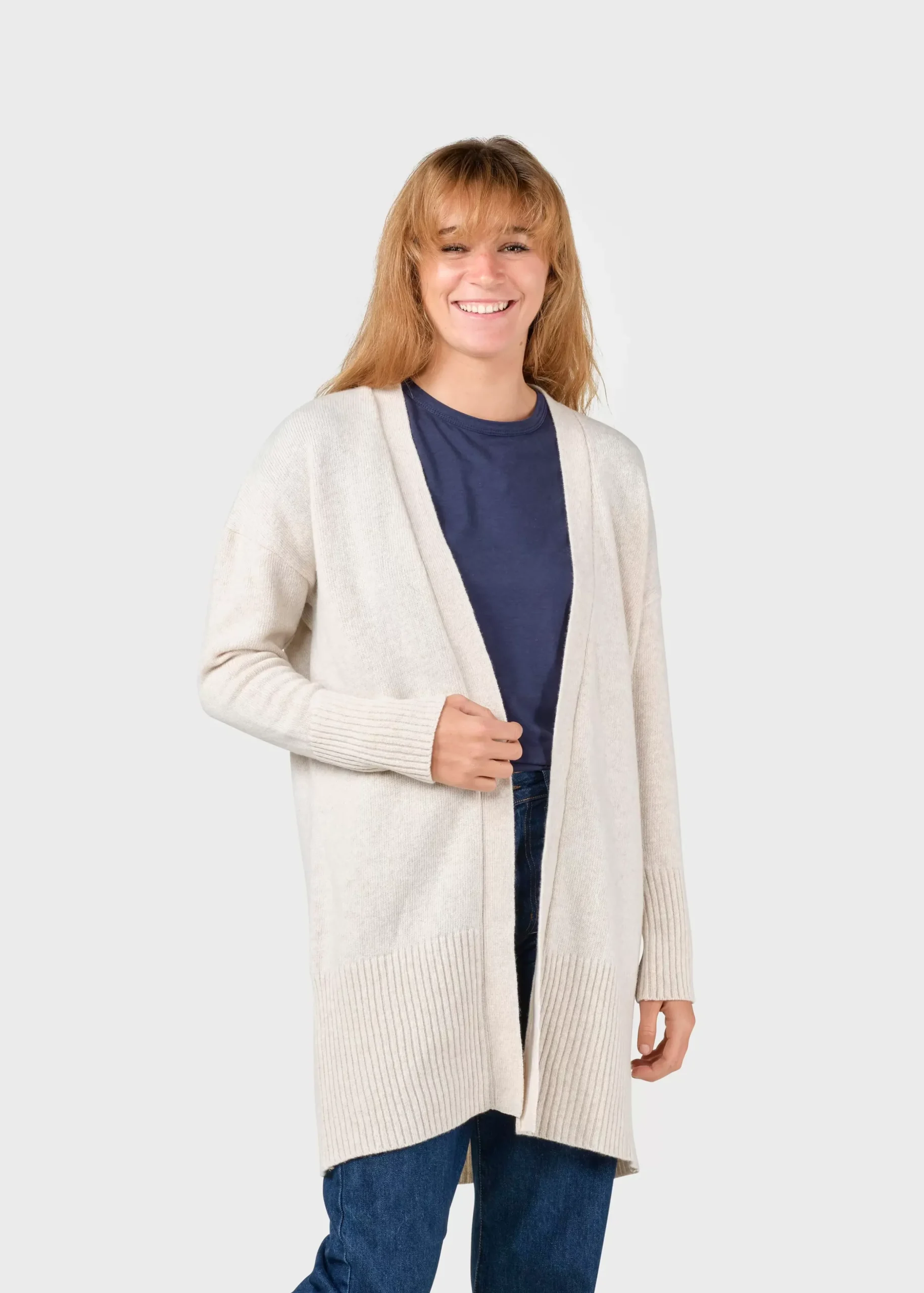 Klitmoller Collective Strick-Rosemarie knit cardigan - Pastel sand Navy