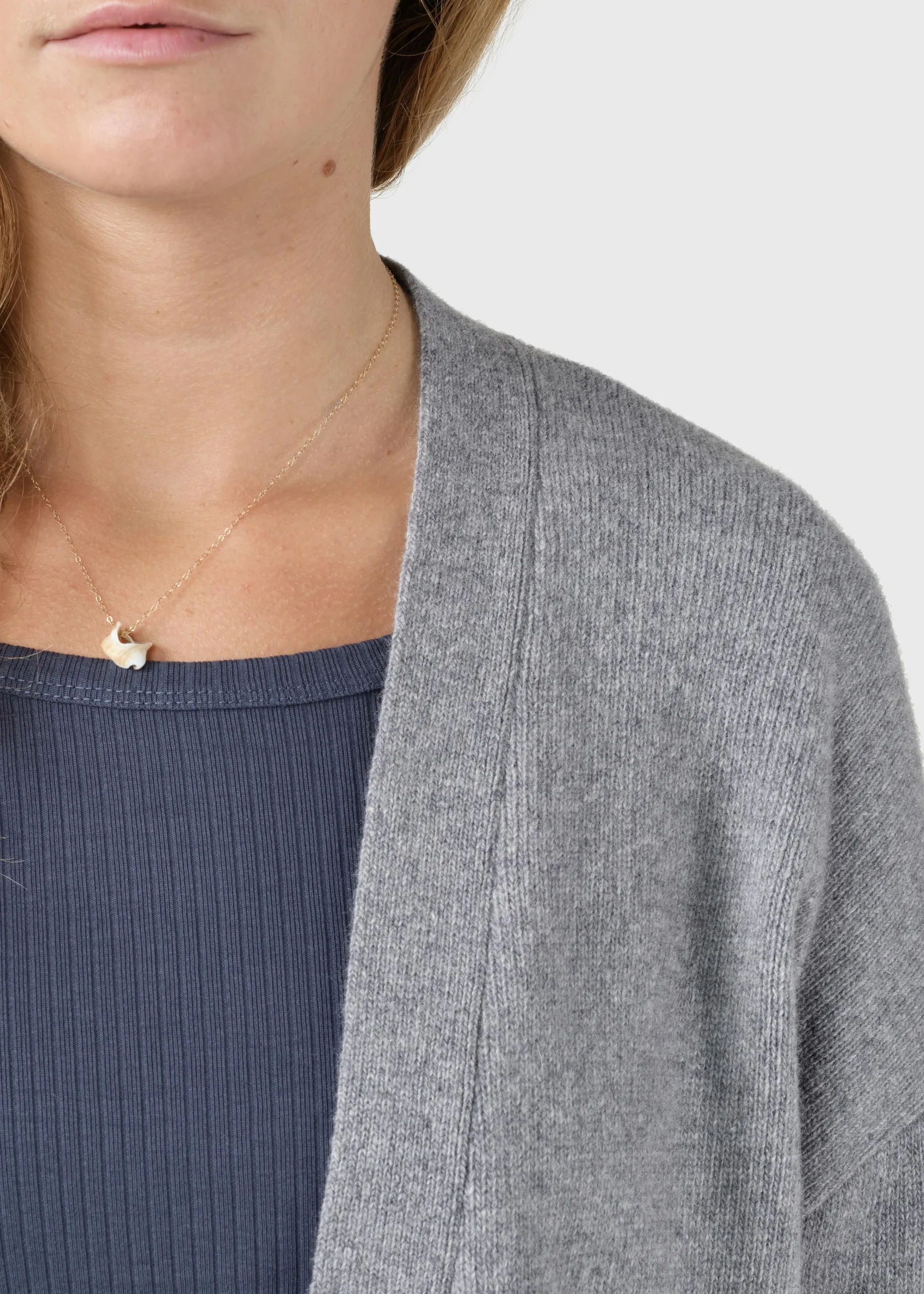 Klitmoller Collective Strick-Rosemarie knit cardigan - Light grey Navy
