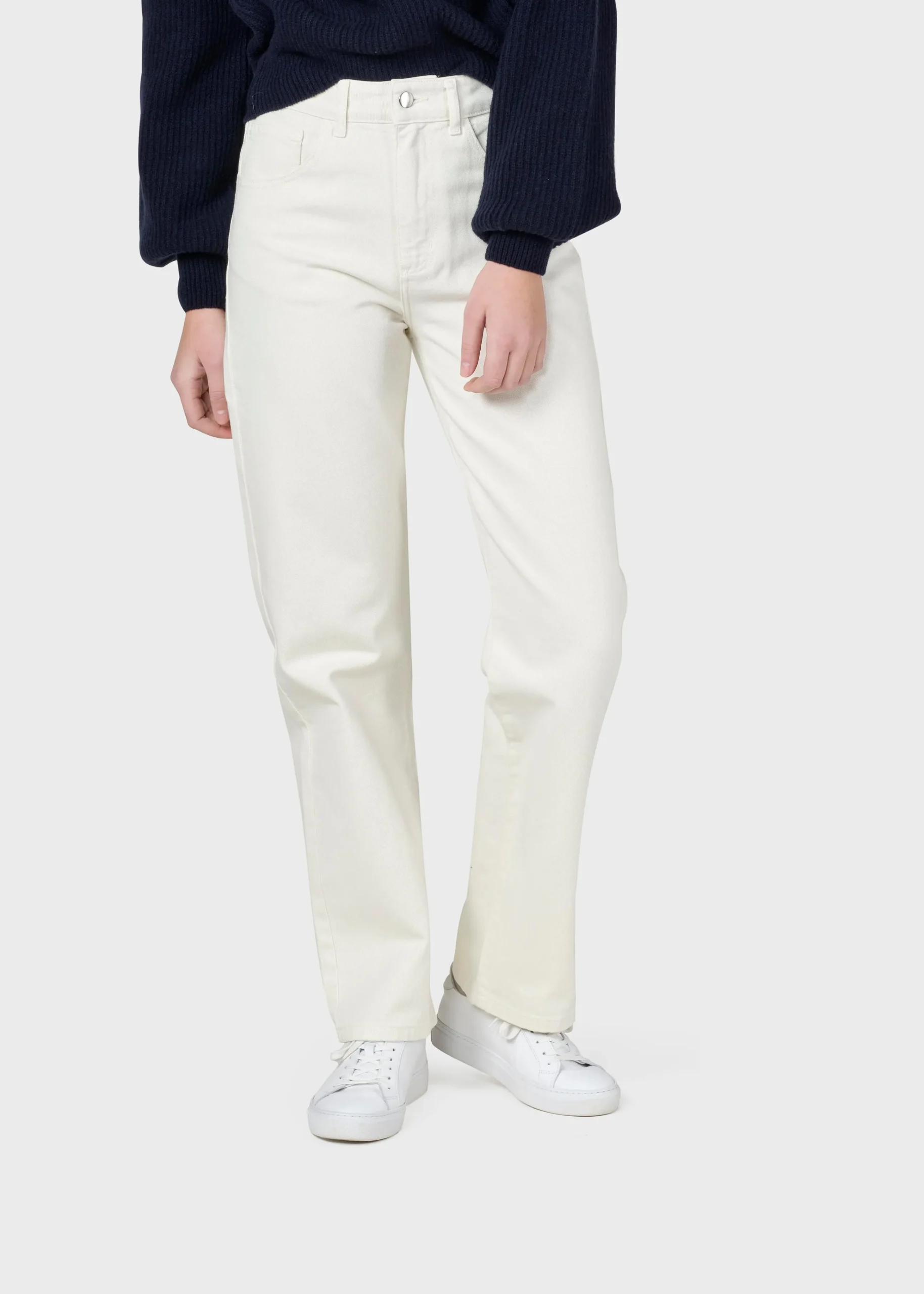 Klitmoller Collective Hosen-Rubi denim pant - Cream Lightbluestonewash