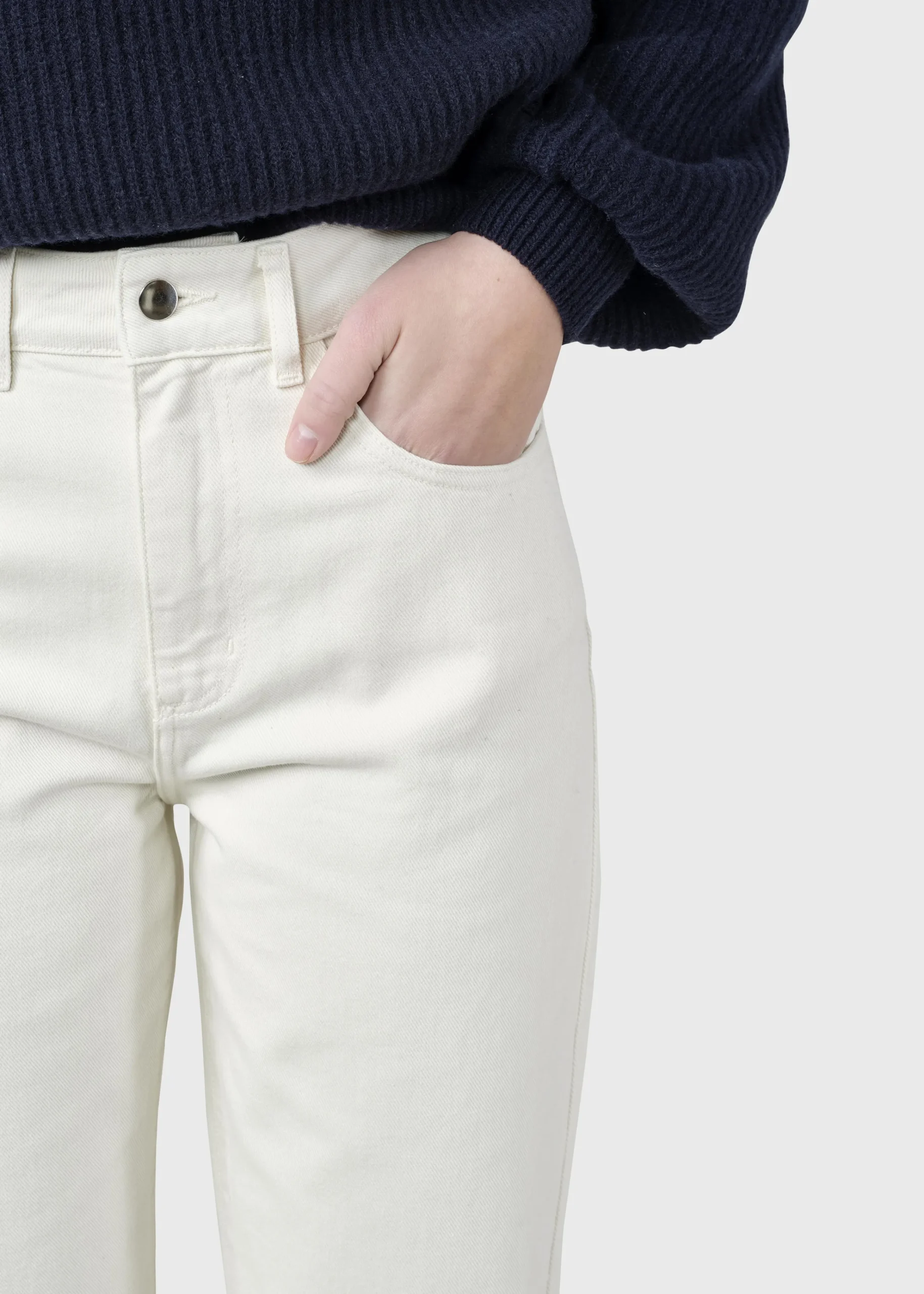 Klitmoller Collective Hosen-Rubi denim pant - Cream Lightbluestonewash