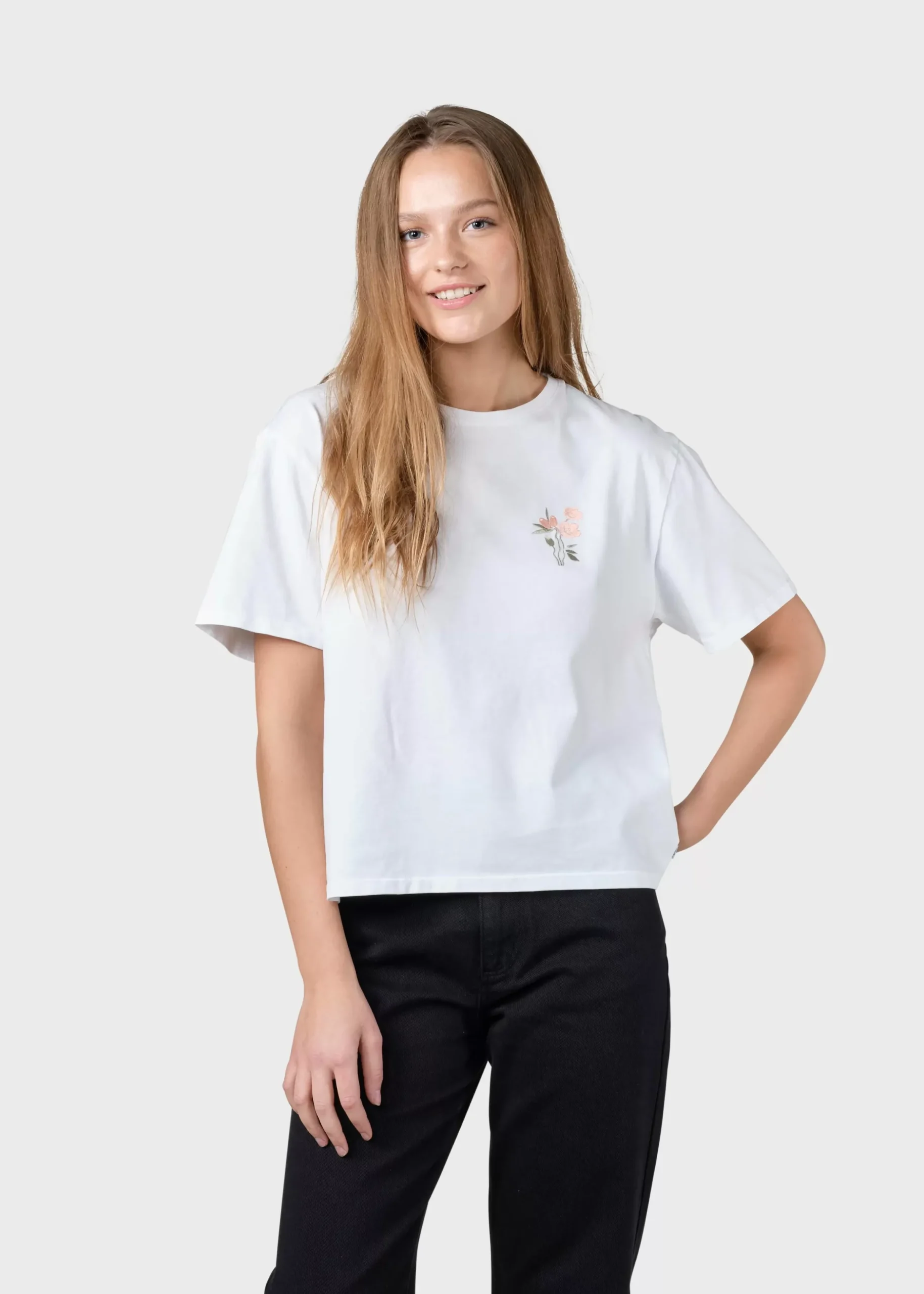 Klitmoller Collective T-shirts-Savannah tee - White/rose