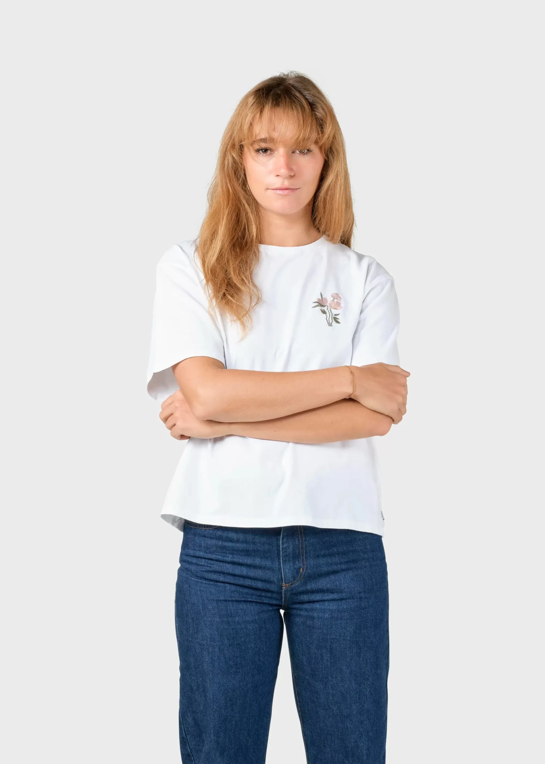 Klitmoller Collective T-shirts-Savannah tee - White/rose