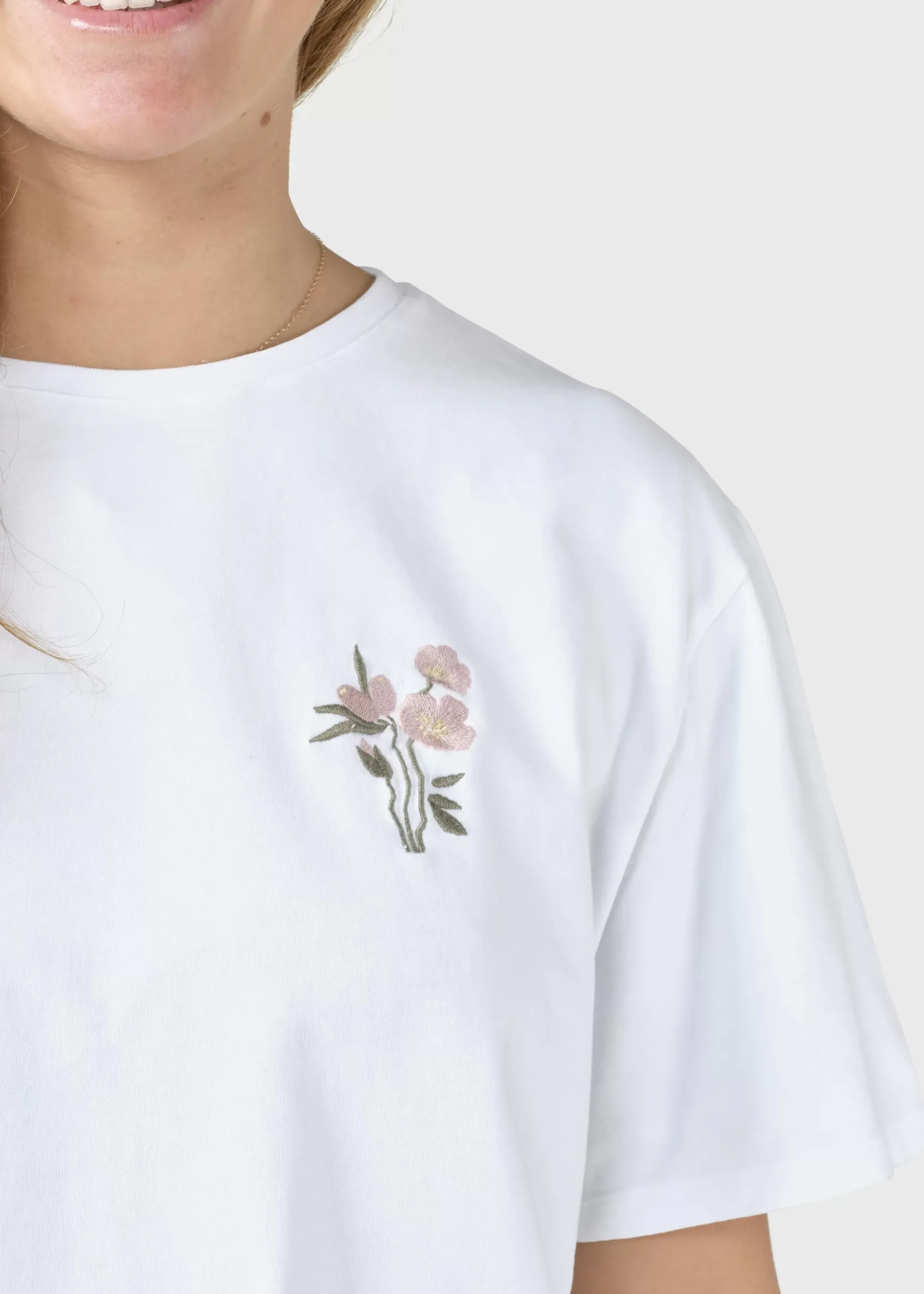 Klitmoller Collective T-shirts-Savannah tee - White/rose
