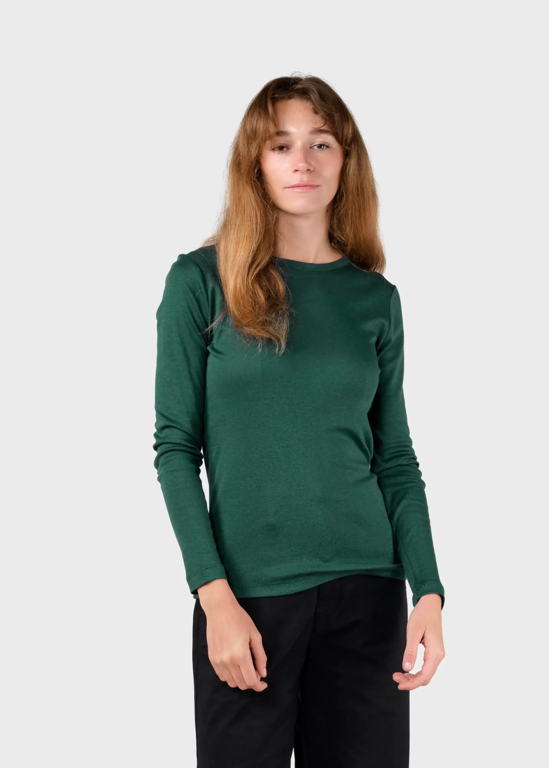 Klitmoller Collective T-shirts-Selma LS tee - Moss Green MossGreen