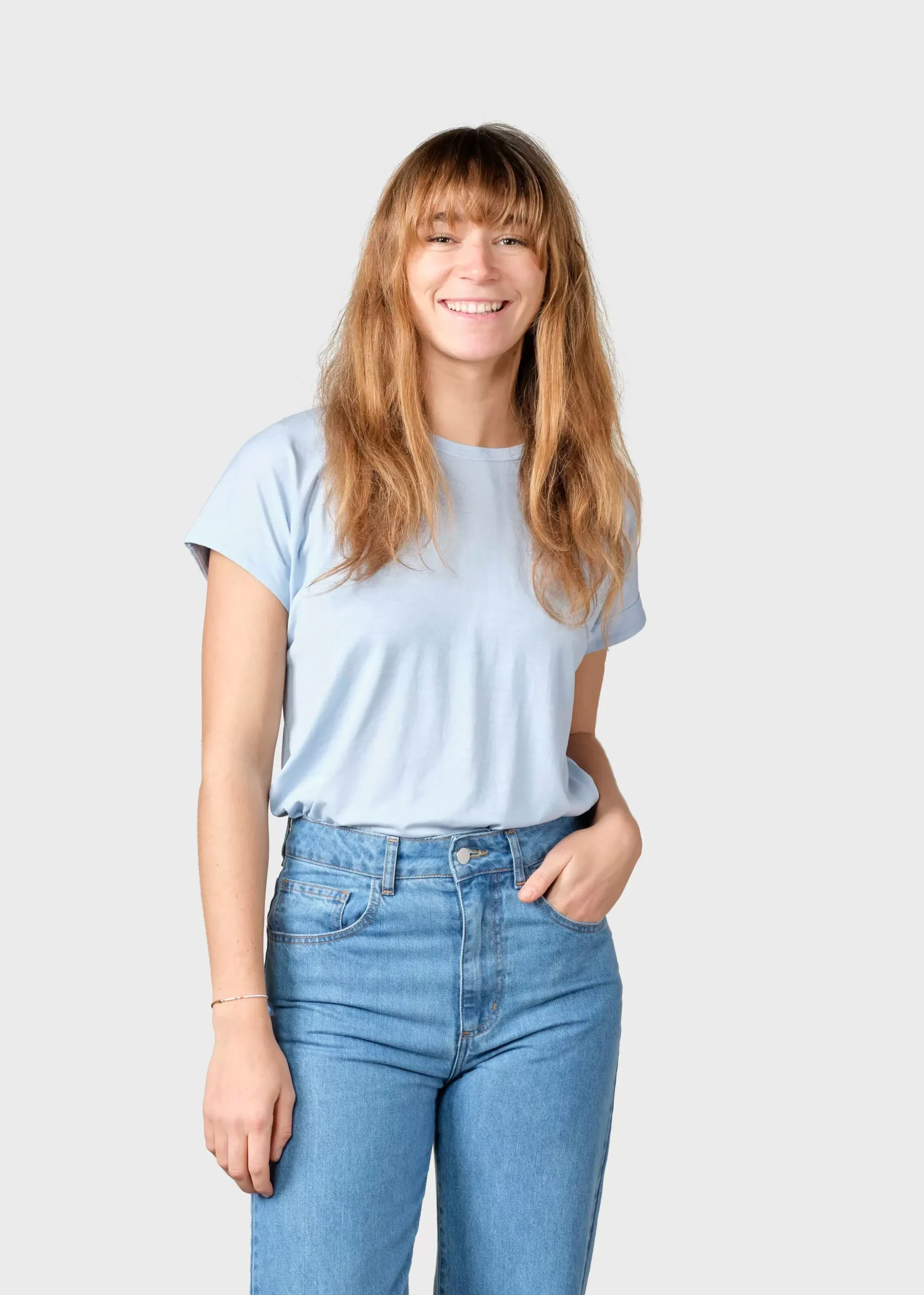 Klitmoller Collective T-shirts-Sigrid tee - Light blue Sand/cream