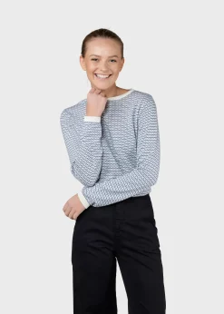 Klitmoller Collective Strick-Silje knit - Cream/ocean Cream/lemonsorbet