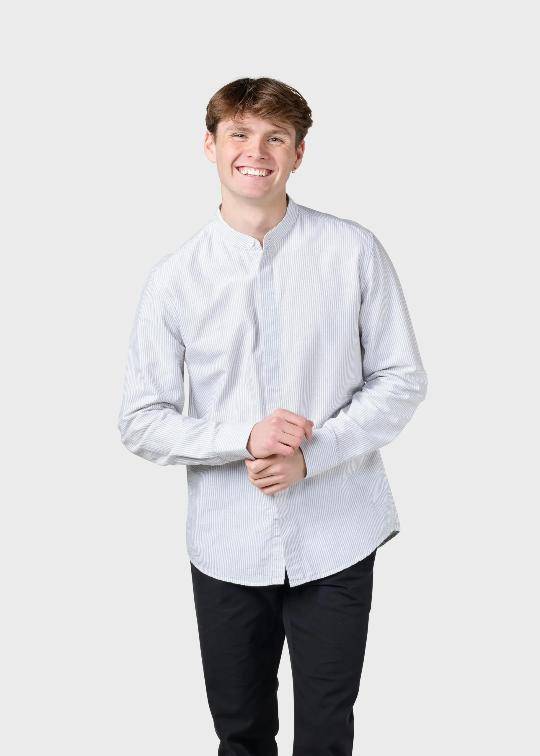 Klitmoller Collective Hemden-Simon striped shirt - White/sand