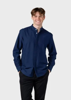 Klitmoller Collective Hemden-Simon striped shirt - White/navy/ocean overdye White/sand