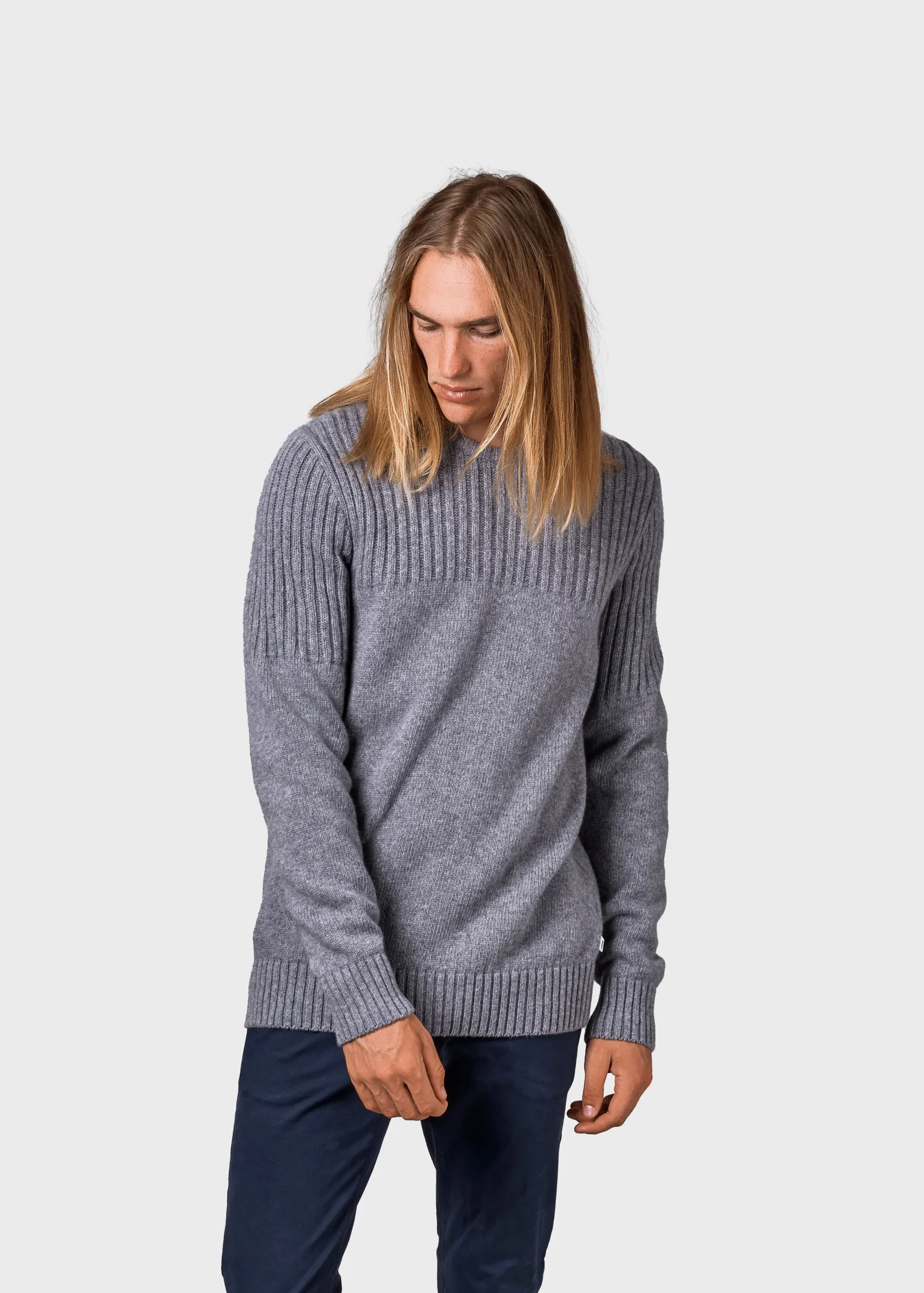 Klitmoller Collective Strick-Søren knit - Light grey Anthracite