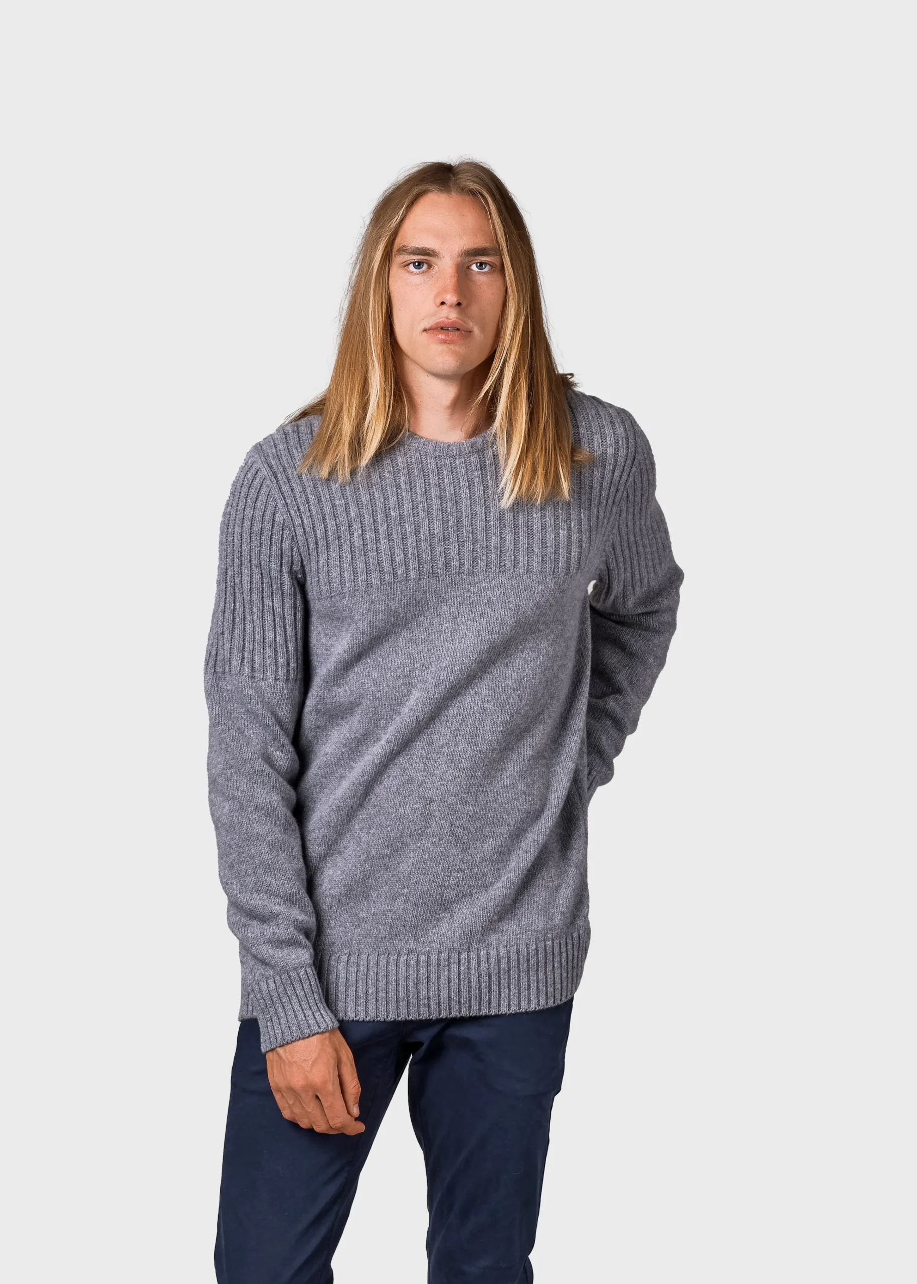 Klitmoller Collective Strick-Søren knit - Light grey Anthracite