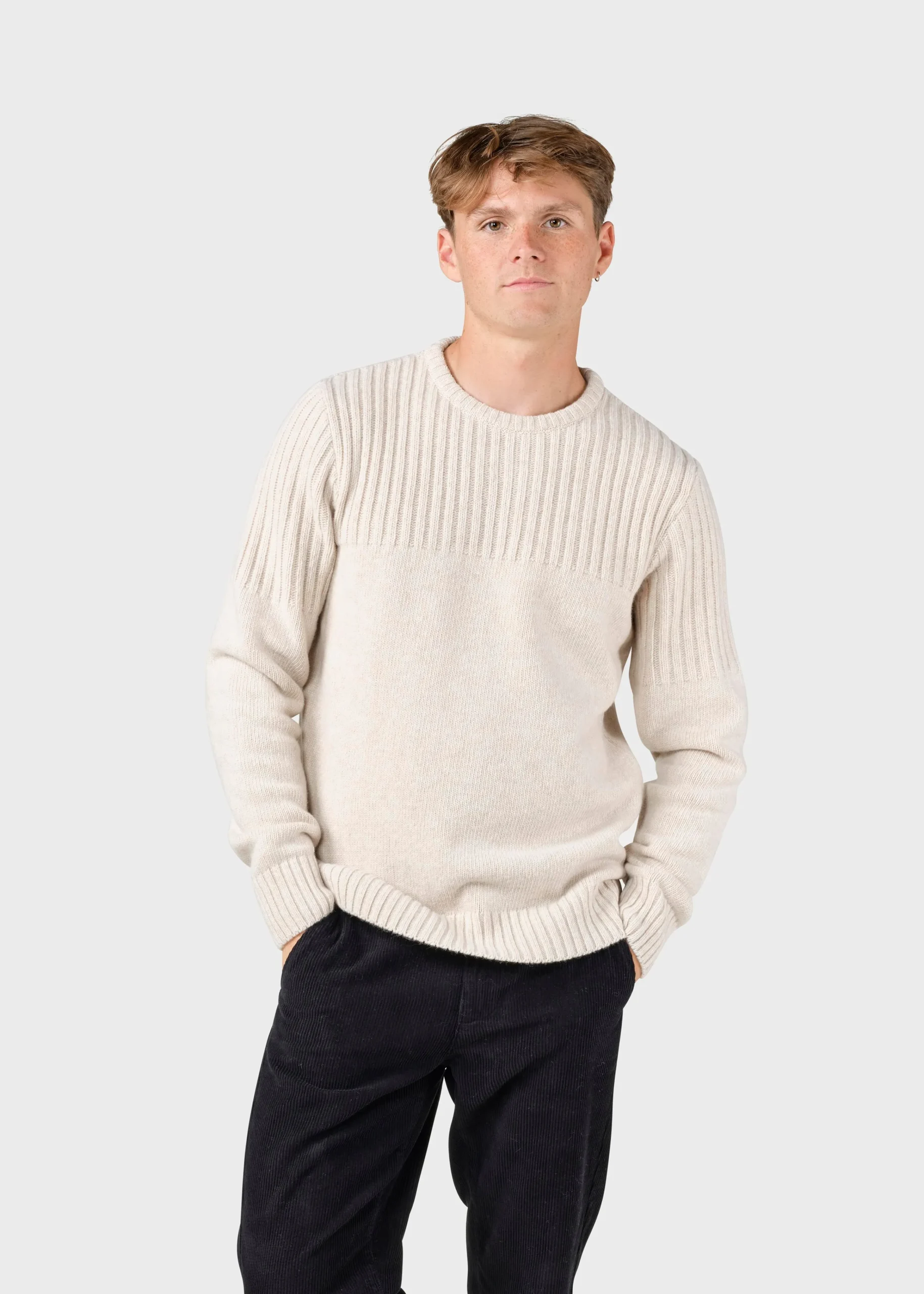 Klitmoller Collective Strick-Søren knit - Pastel sand Anthracite