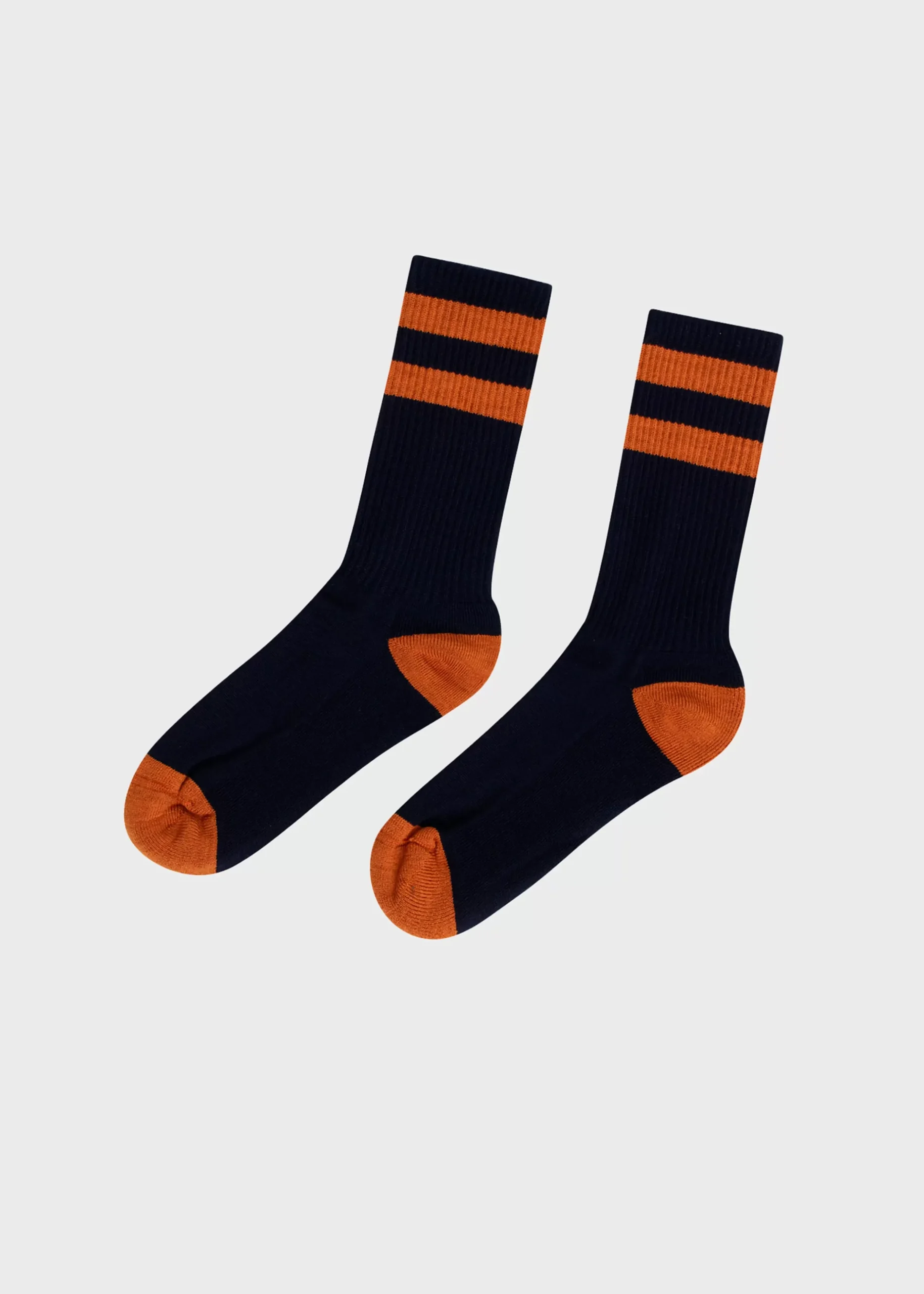 Klitmoller Collective Accessories-Striped merino sock - Navy/amber