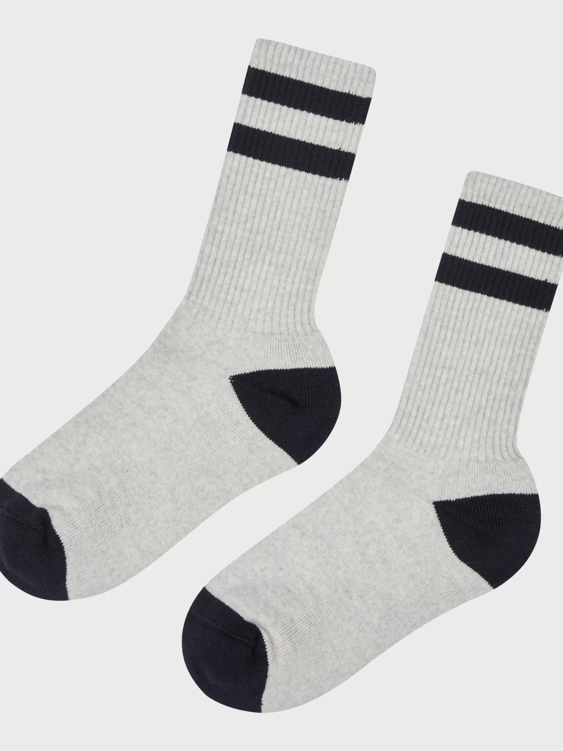 Klitmoller Collective Accessories-Striped merino sock - Pastel grey/navy Navy/amber
