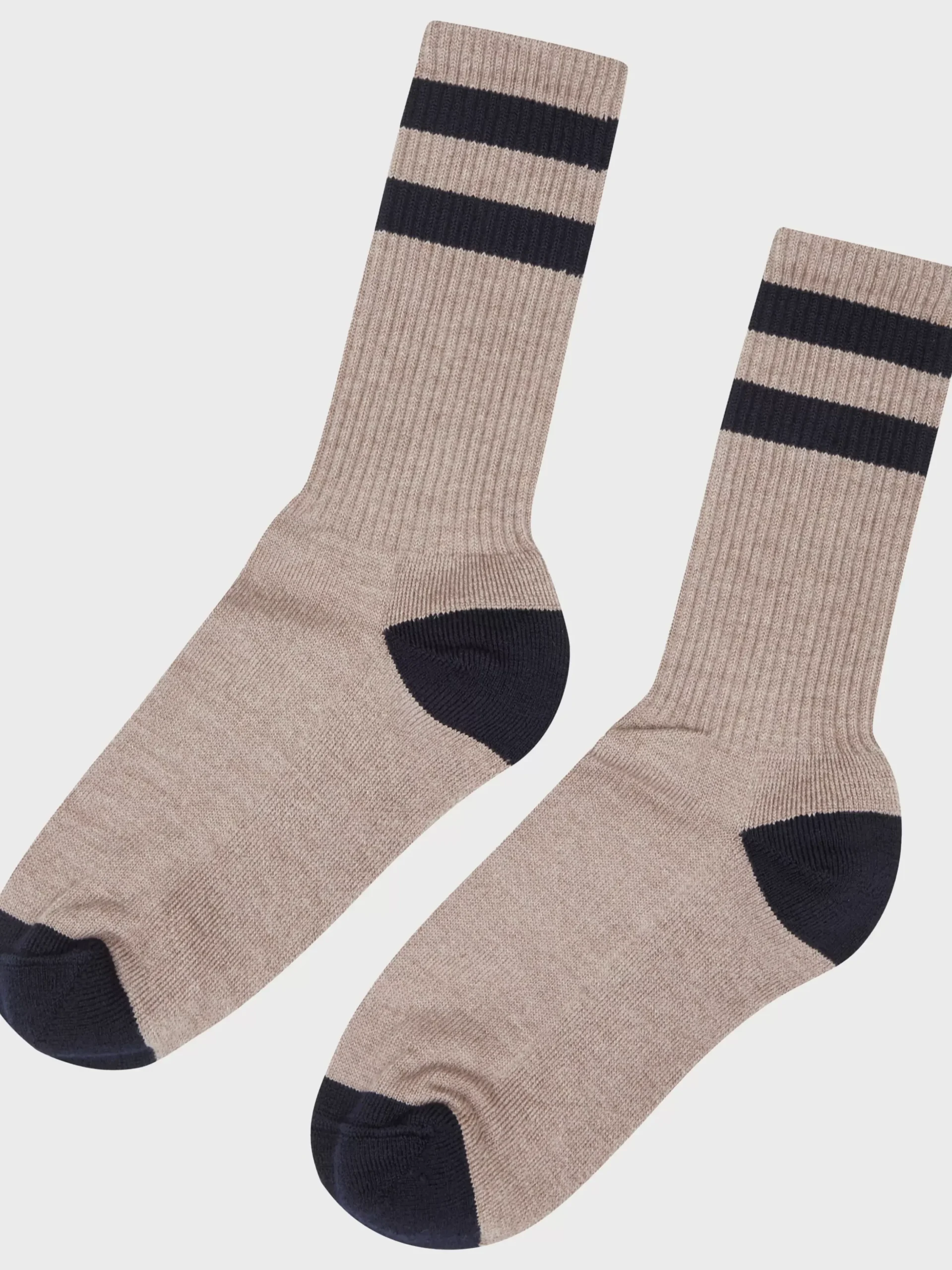 Klitmoller Collective Accessories-Striped merino sock - Sand/navy Navy/amber