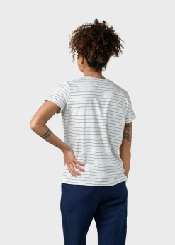 Klitmoller Collective T-shirts-Trine tee - Cream/moss green Cream/mossgreen