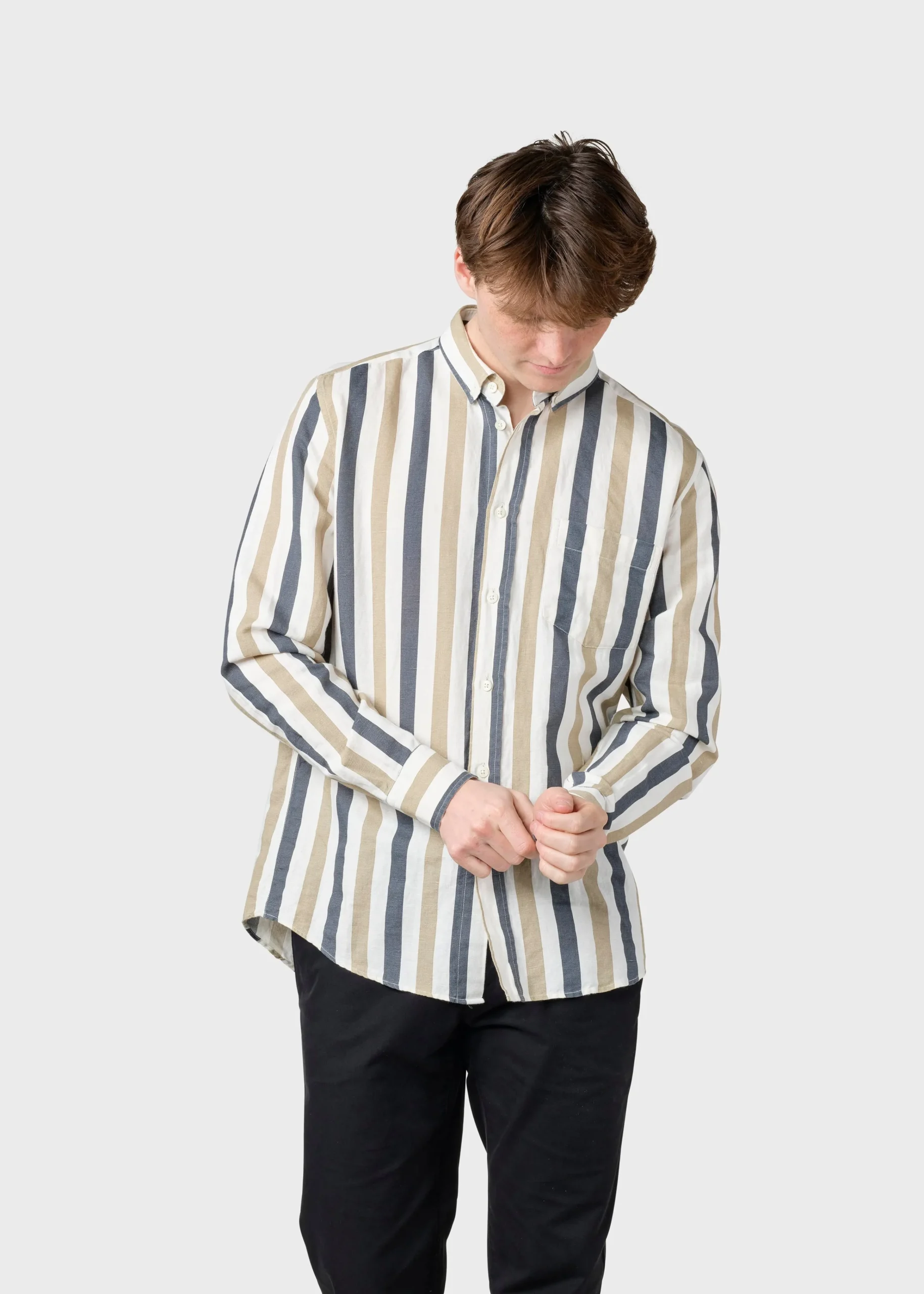 Klitmoller Collective Hemden-Valdis shirt - Navy/sand Olive/mossgreen