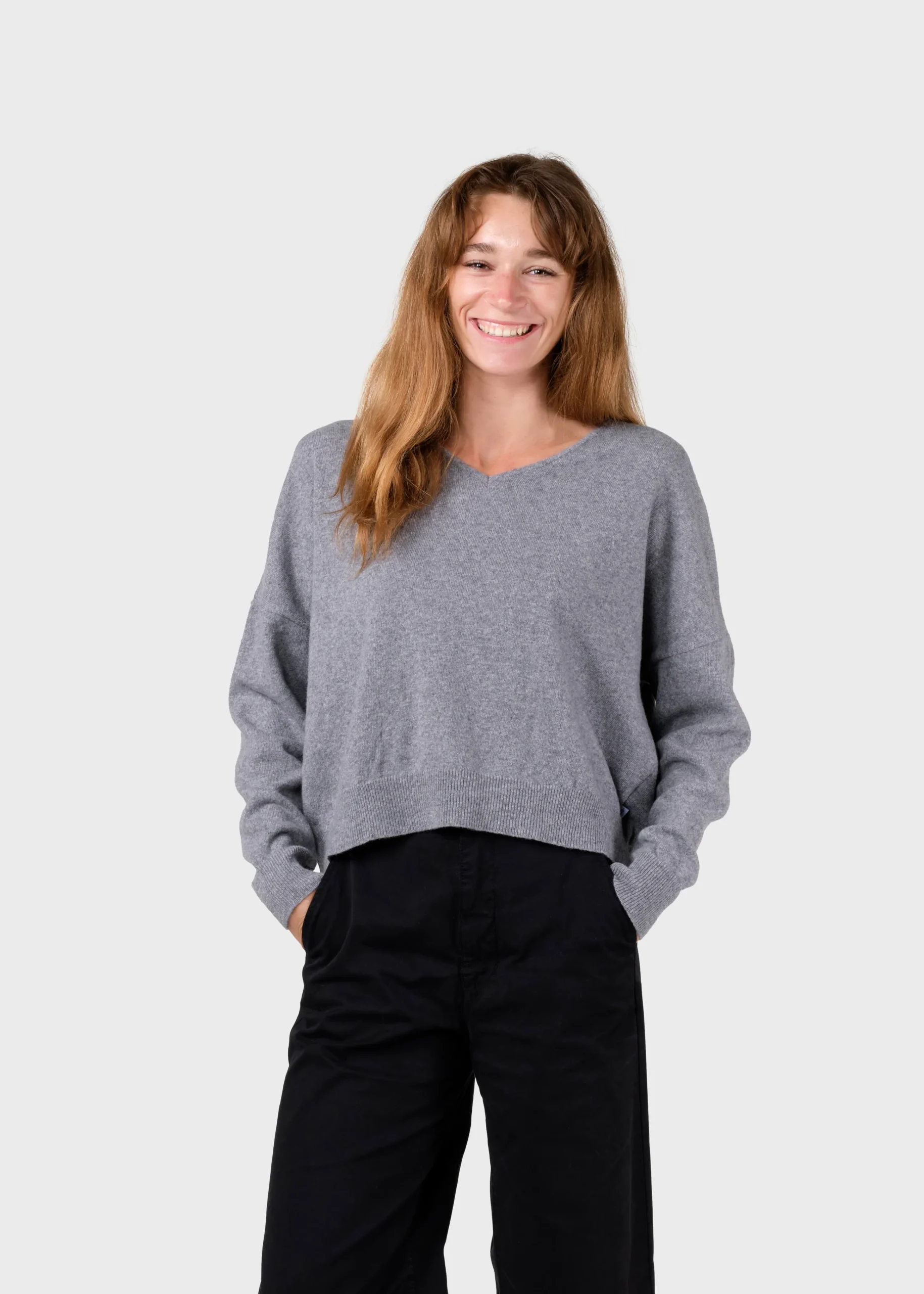 Klitmoller Collective Strick-Vanessa knit - Light grey Clayred
