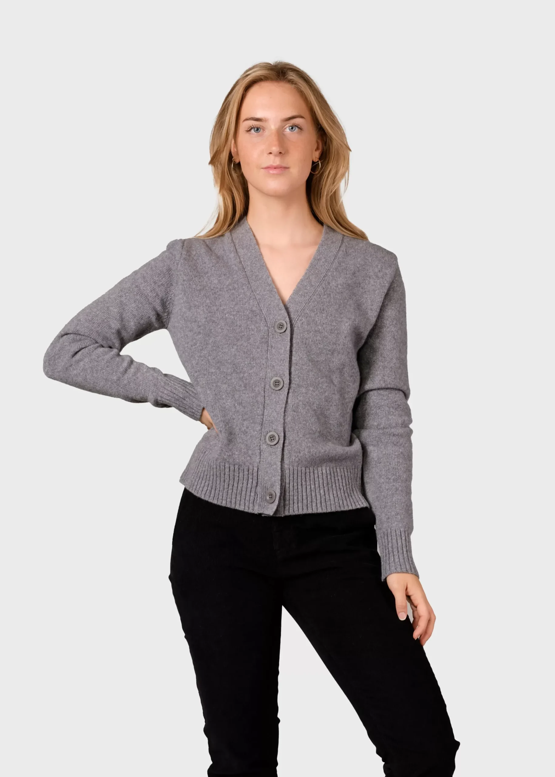 Klitmoller Collective Strick-Wilma knit cardigan - Light grey Black