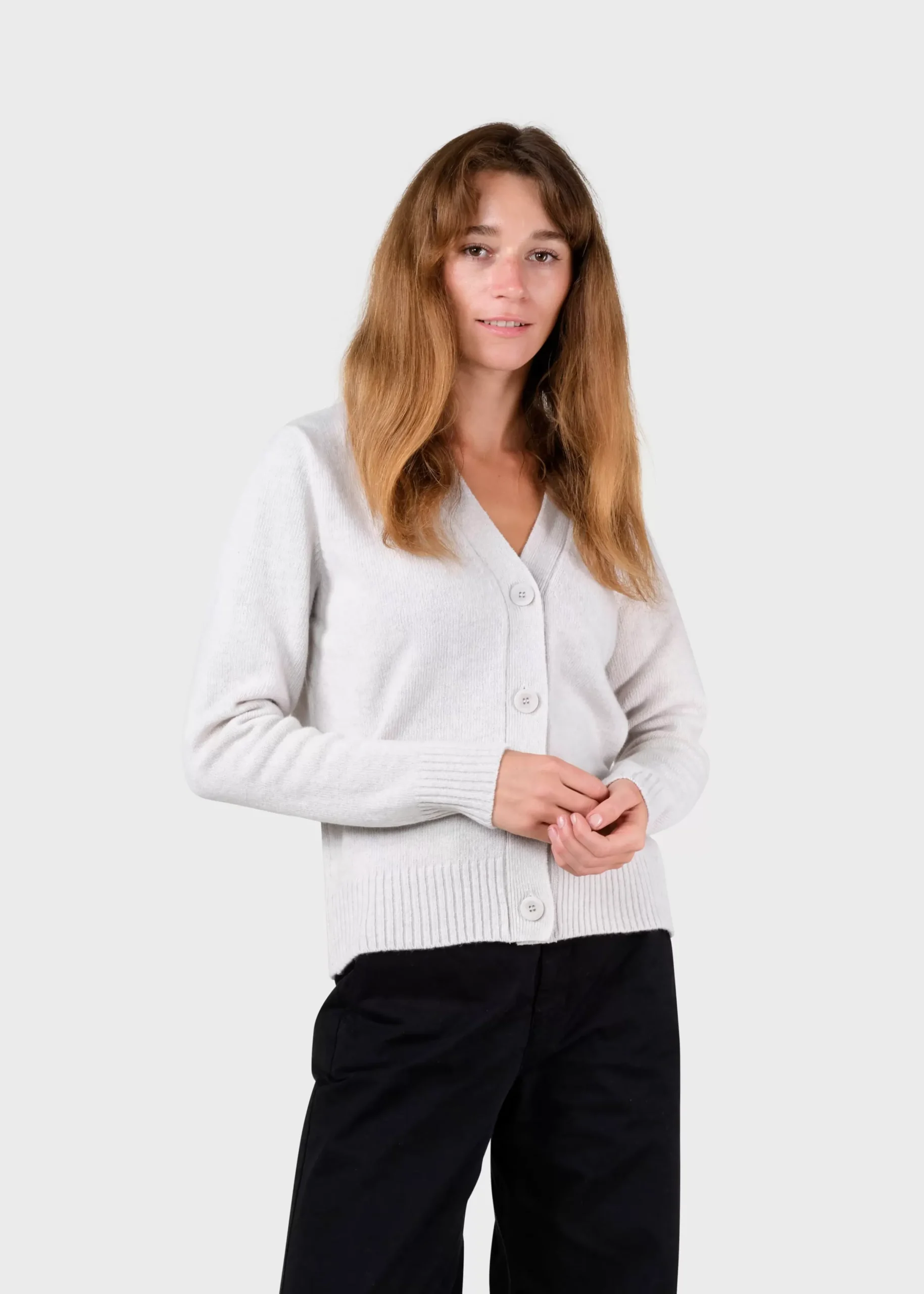 Klitmoller Collective Strick-Wilma knit cardigan - Pastel grey Black
