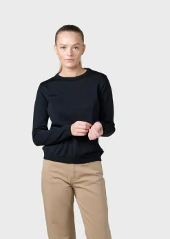 Klitmoller Collective Strick-Womens basic merino knit - Black Ocean