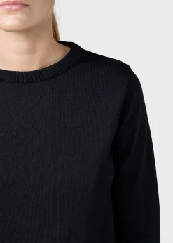 Klitmoller Collective Strick-Womens basic merino knit - Black Ocean