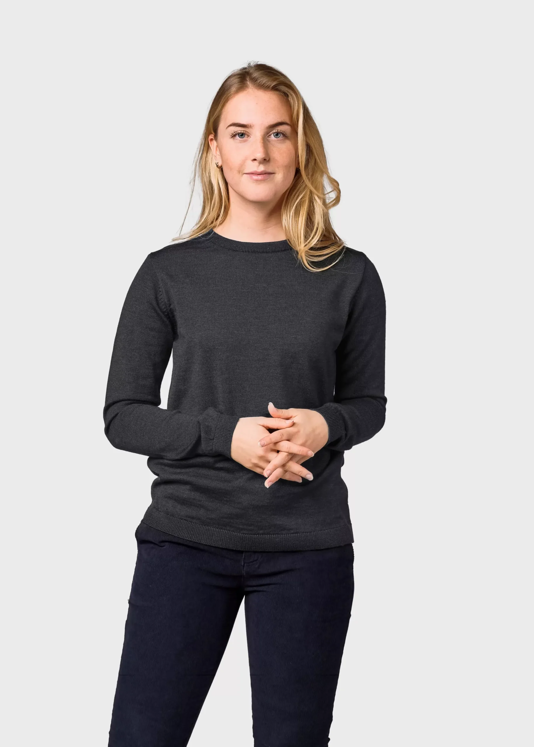 Klitmoller Collective Strick-Womens basic merino knit - Anthracite Ocean