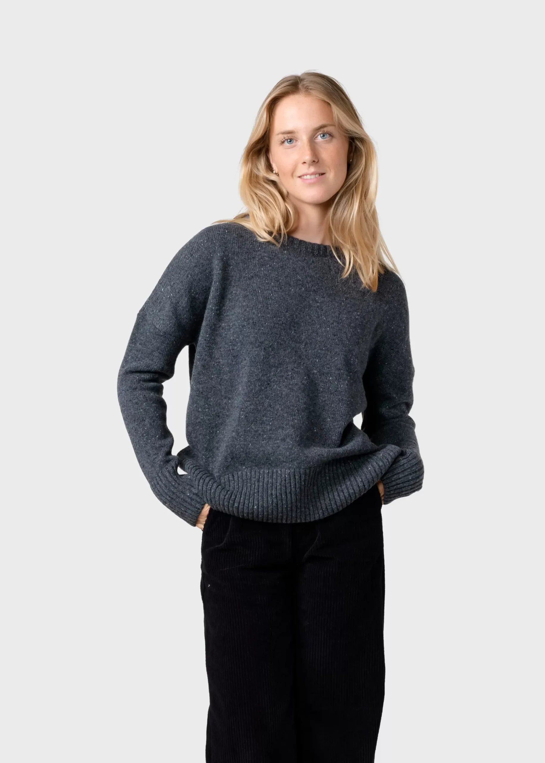 Klitmoller Collective Strick-Womens basic merino knit - Sand Ocean
