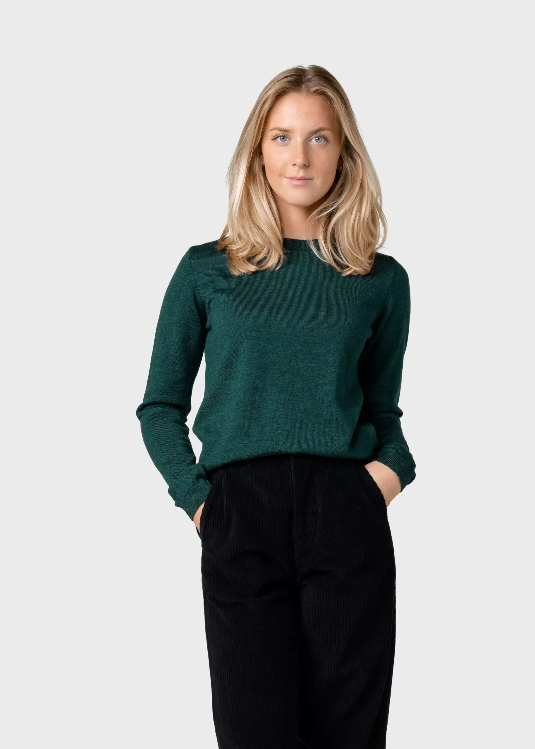 Klitmoller Collective Strick-Womens basic merino knit - Moss Green Ocean