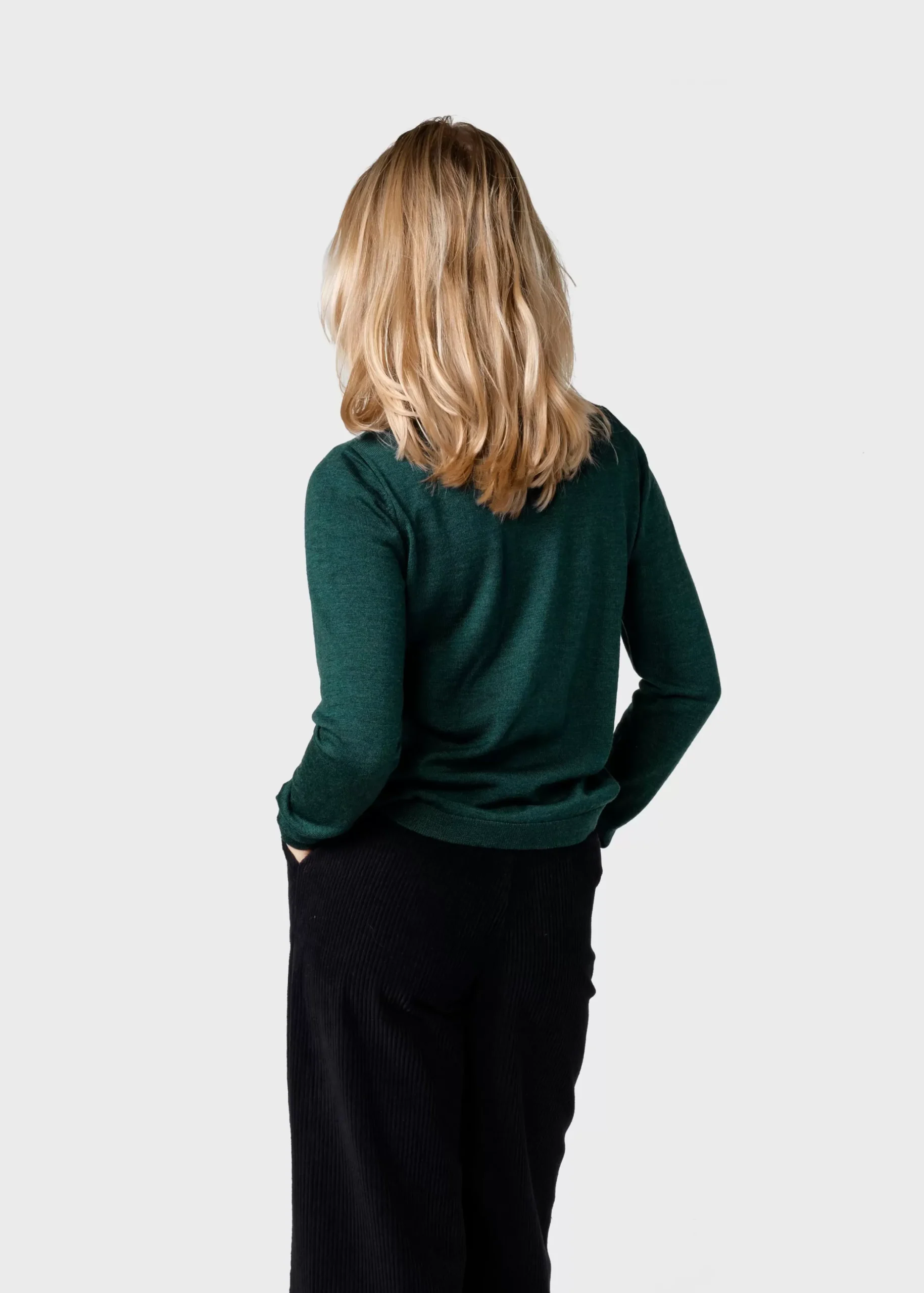 Klitmoller Collective Strick-Womens basic merino knit - Moss Green Ocean