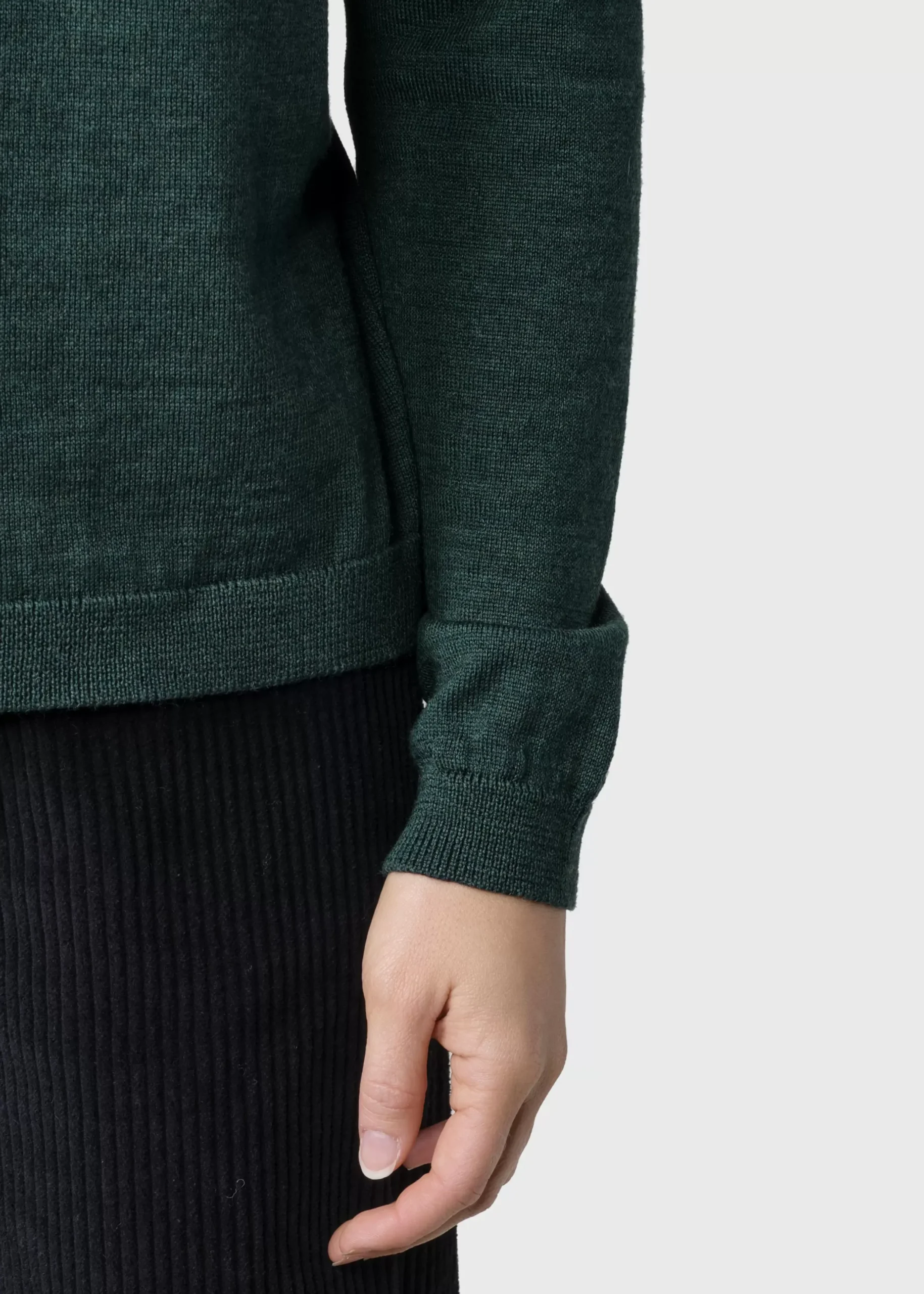 Klitmoller Collective Strick-Womens basic merino knit - Moss Green Ocean