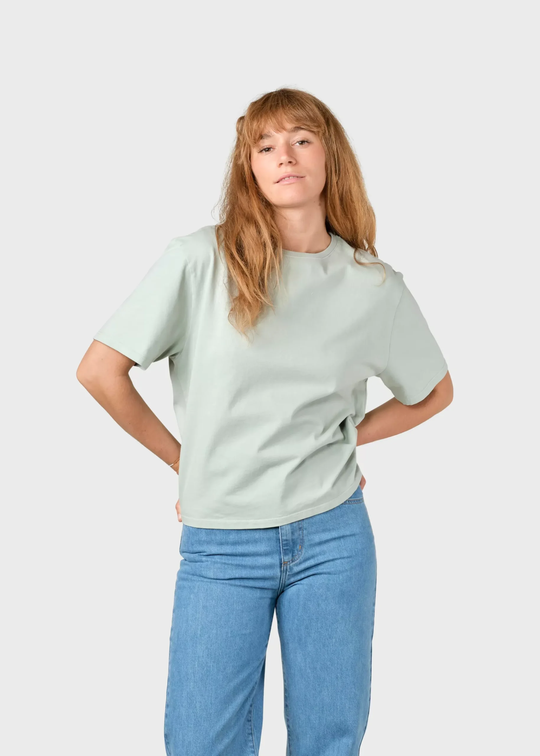 Klitmoller Collective T-shirts-Womens boxy tee - Sage White