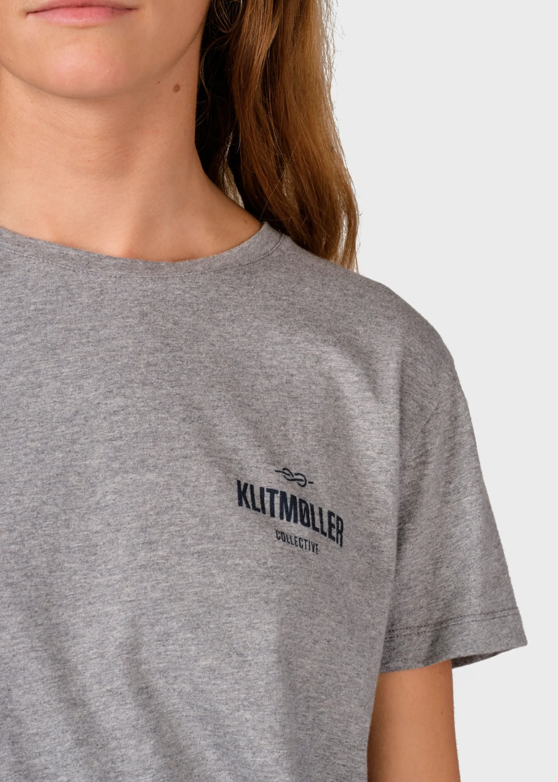 Klitmoller Collective T-shirts-Womens small logo tee - Grey melange Black