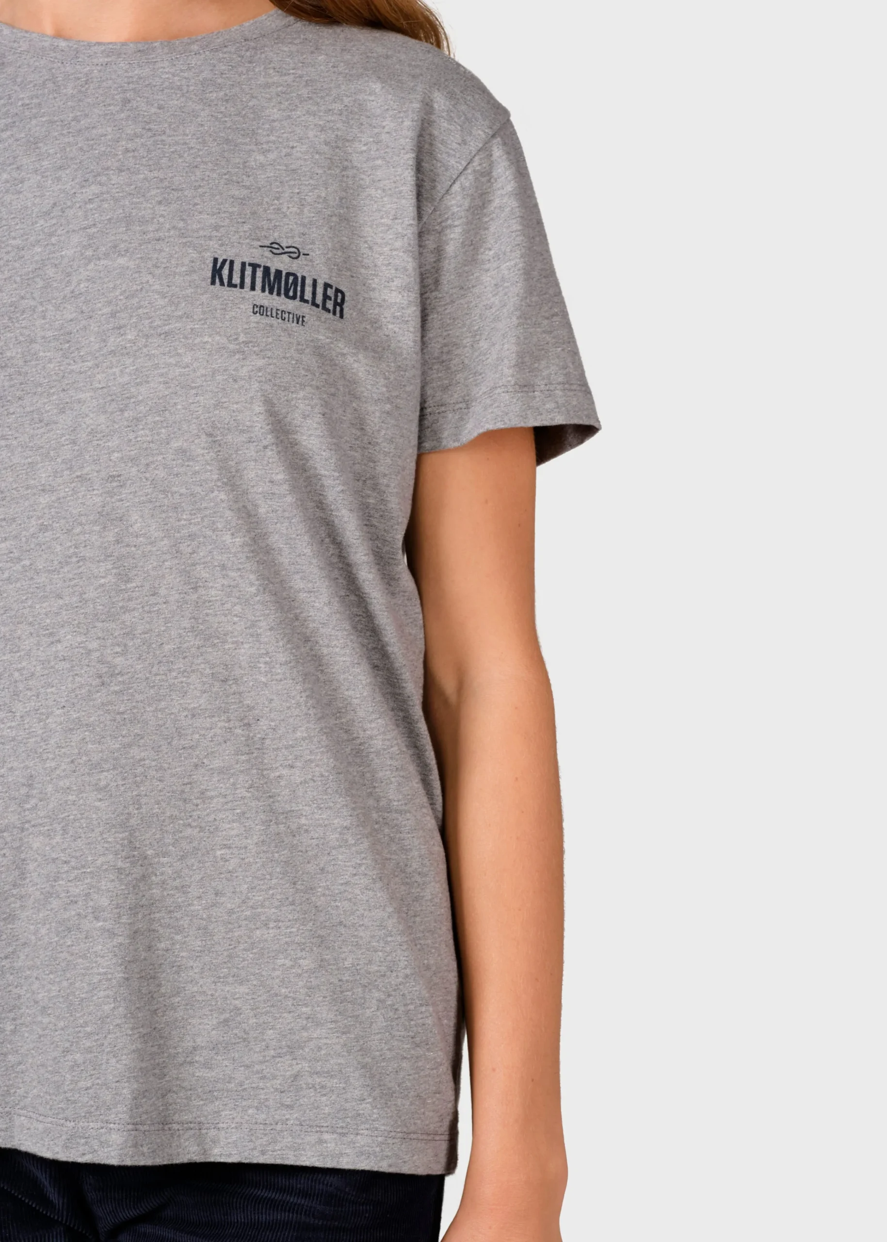 Klitmoller Collective T-shirts-Womens small logo tee - Grey melange Black
